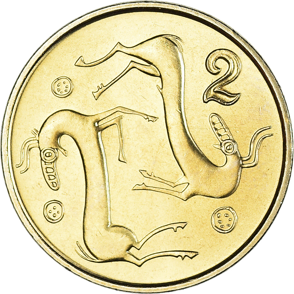 Coin, Cyprus, 2 Cents, 1996, MS(64), Nickel-brass, KM:54.3