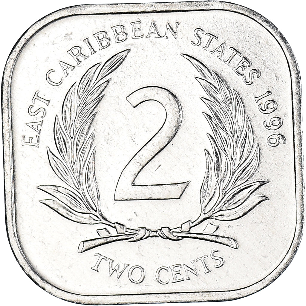 Coin, East Caribbean States, Elizabeth II, 2 Cents, 1996, AU(50-53), Aluminum