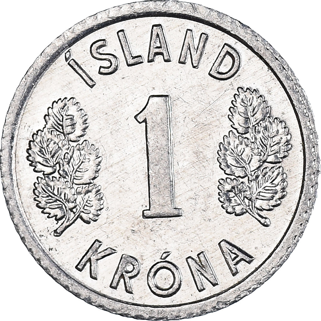 Coin, Iceland, Krona, 1976, MS(63), Aluminum, KM:23