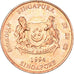 Coin, Singapore, Cent, 1994, Singapore Mint, MS(60-62), Copper Plated Zinc