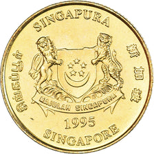 Coin, Singapore, 5 Cents, 1995, Singapore Mint, MS(64), Aluminum-Bronze, KM:99