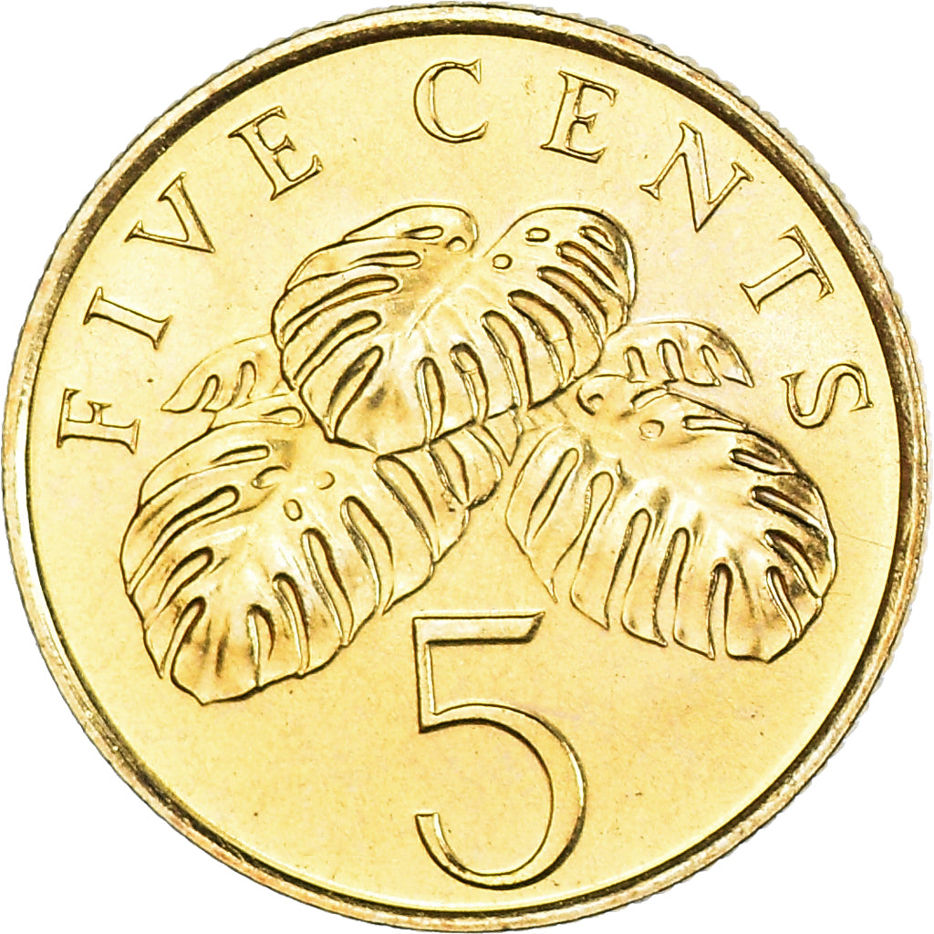 Coin, Singapore, 5 Cents, 1995, Singapore Mint, MS(64), Aluminum-Bronze, KM:99