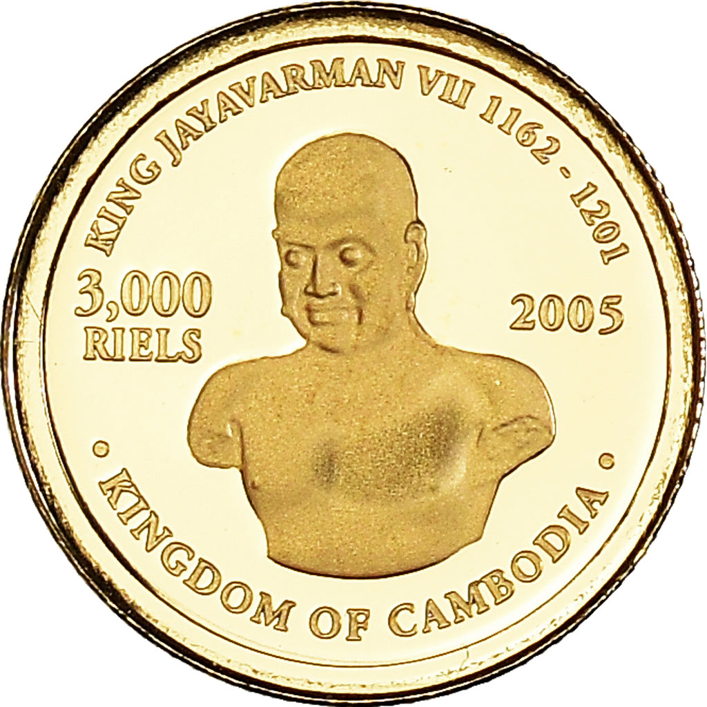 Coin, Cambodia, 3000 riels, 2005, Singapore Mint, MS(65-70), Gold, KM:126