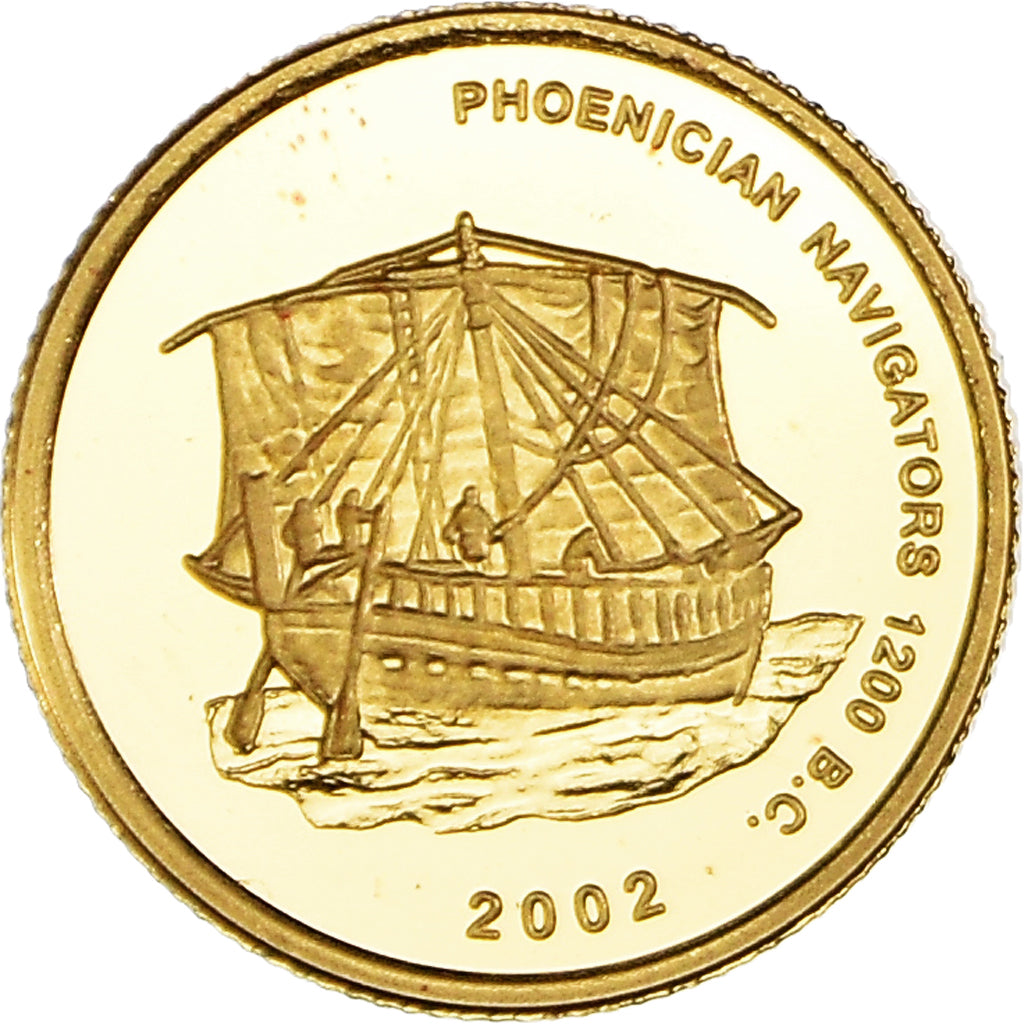 Moneta, Ghana, Phoenician Navigators, 500 Sika, 2002, 1/25 Oz, SPL+, Oro