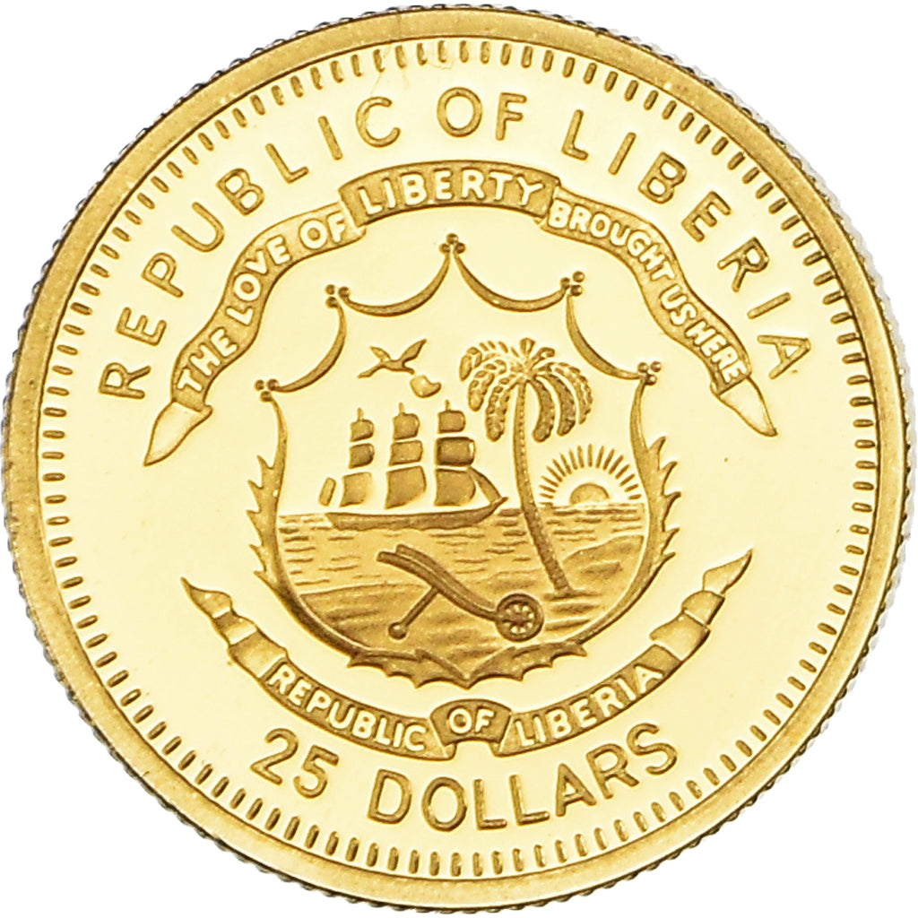 Moneta, Liberia, Moric Benovsky, 25 Dollars, 2005, FDC, Oro