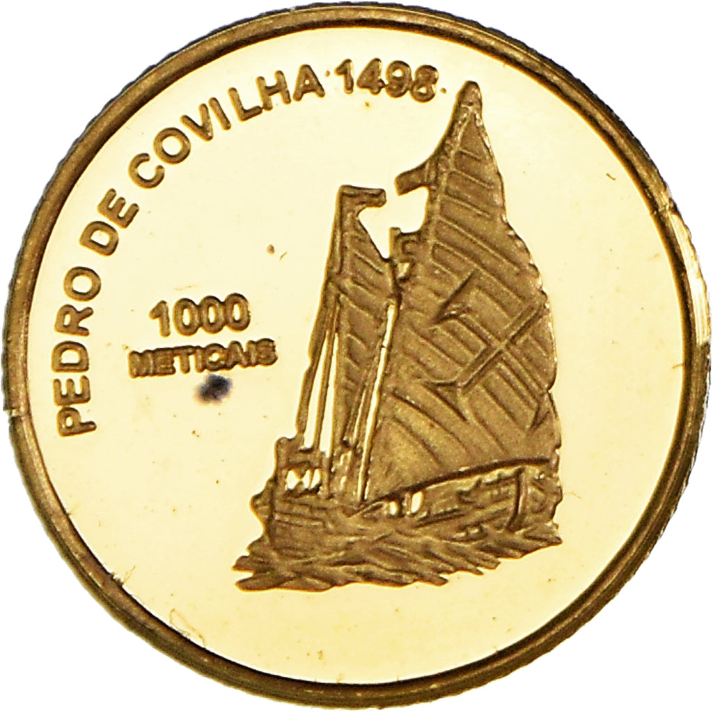 Moeda, Moçambique, 1000 Meticais, 2004, MS(64), Dourado