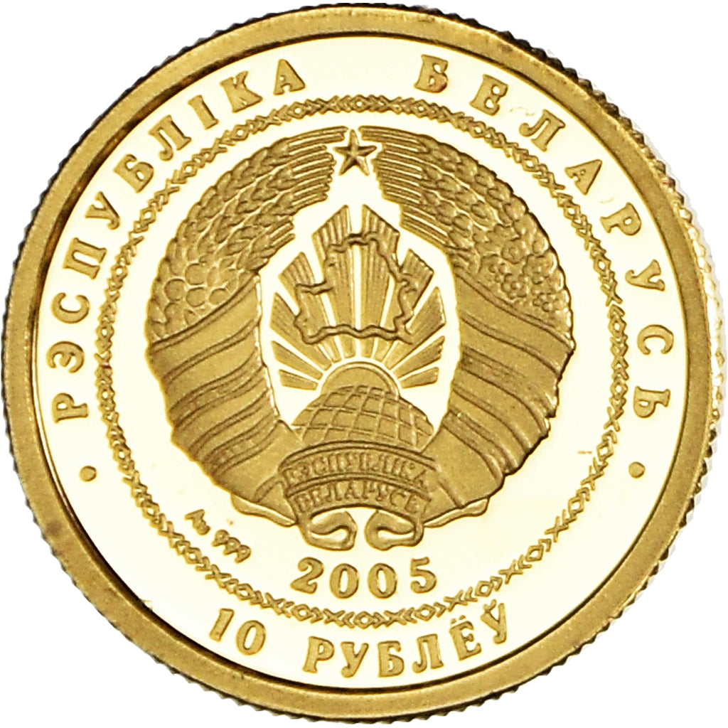 Munten, Wit Rusland, 10 Roubles, 2005, Royal Mint, Proof, FDC, Goud, KM:129