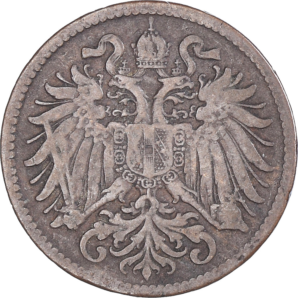 Moneda, Austria, Franz Joseph I, 2 Heller, 1897, BC+, Bronce, KM:2801