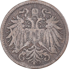 Moneda, Austria, Franz Joseph I, 2 Heller, 1897, BC+, Bronce, KM:2801