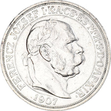 Coin, Hungary, Franz Joseph I, 5 Korona, 1907, Kremnitz, AU(55-58), Silver