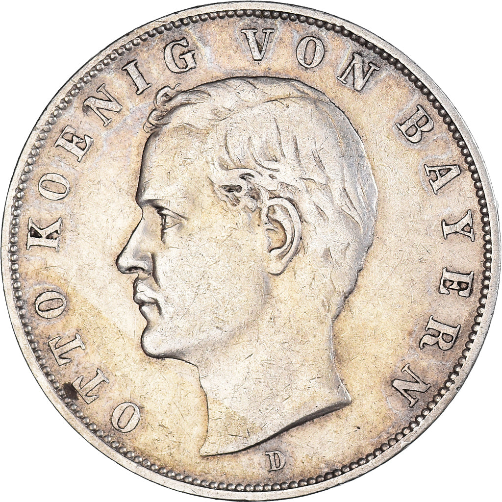 Coin, German States, BAVARIA, Otto, 3 Mark, 1909, Munich, EF(40-45), Silver