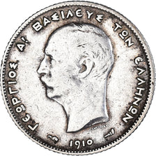 Monnaie, Grèce, George I, Drachma, 1910, TB+, Argent, KM:60