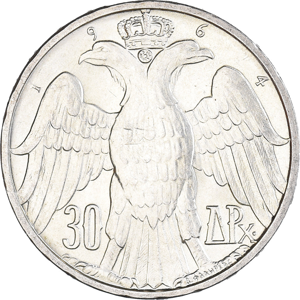 Coin, Greece, Constantine II, 30 Drachmai, 1964, MS(60-62), Silver, KM:87
