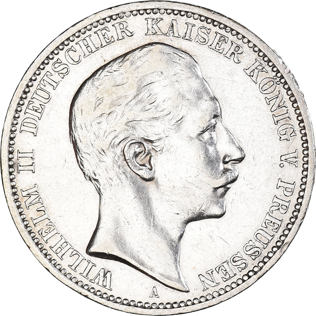 Coin, German States, PRUSSIA, Wilhelm II, 3 Mark, 1908, Berlin, EF(40-45)