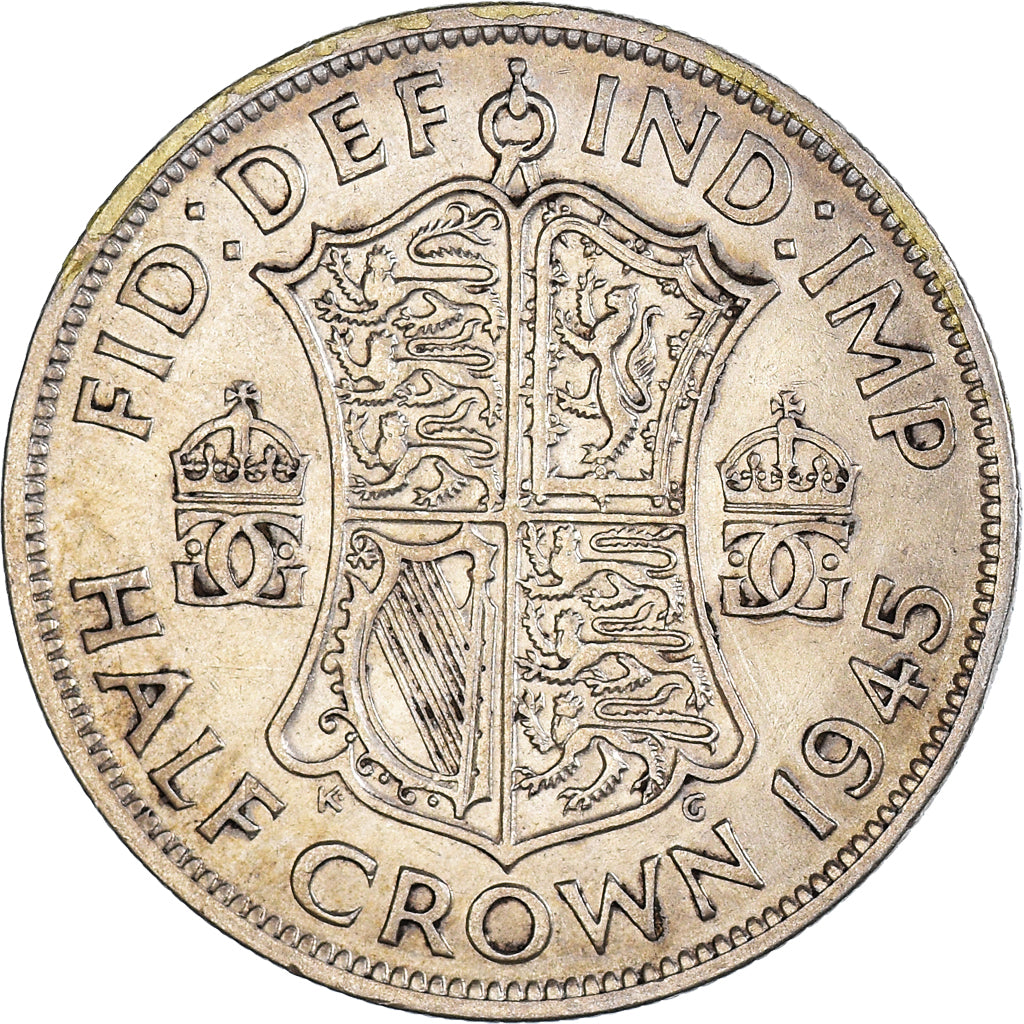 Coin, Great Britain, George VI, 1/2 Crown, 1945, EF(40-45), Silver, KM:856
