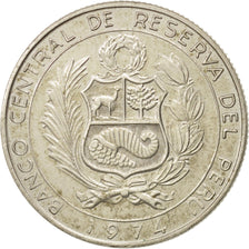 PERU, 10 Soles, 1974, KM #258, AU(55-58), Copper-Nickel, 30.94