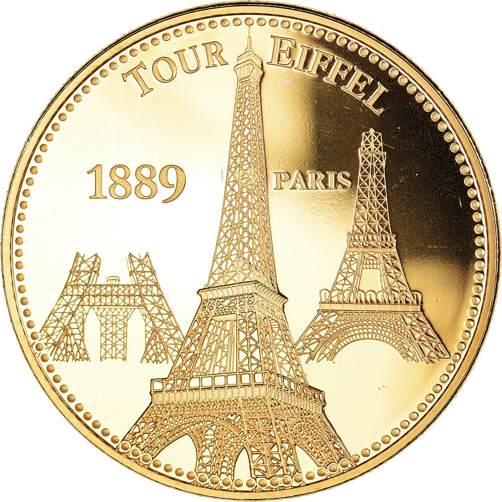France, Medal, Paris - La Tour Eiffel, MS(64), Copper-Nickel Gilt