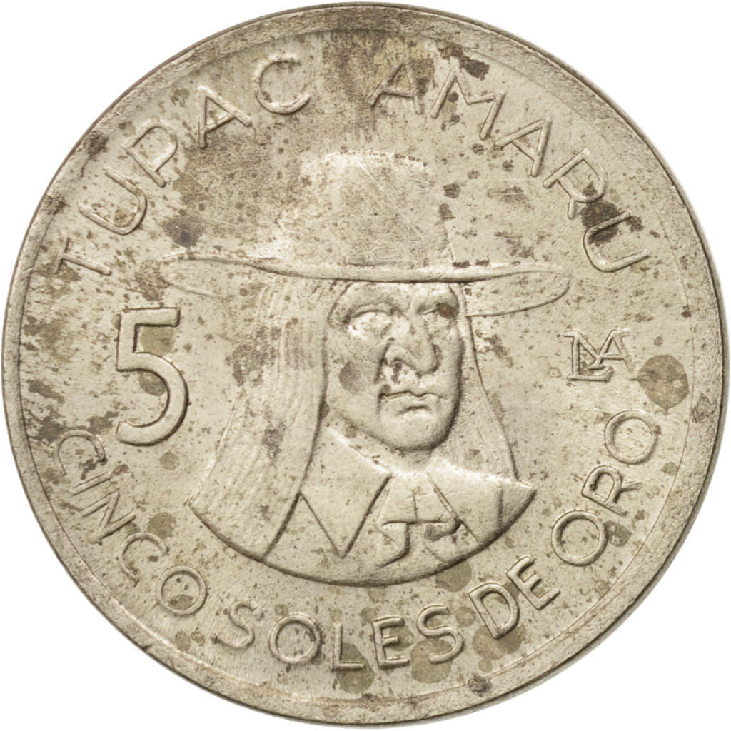 Coin, Peru, 5 Soles, 1977, AU(55-58), Copper-nickel, KM:267