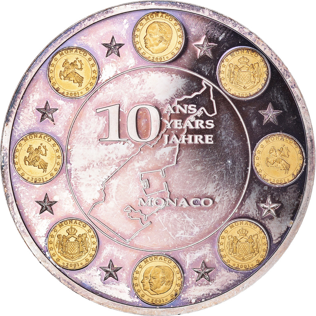 Monaco, Medaille, 10 Ans de l'Europe, Monaco, SS, Copper Plated Silver