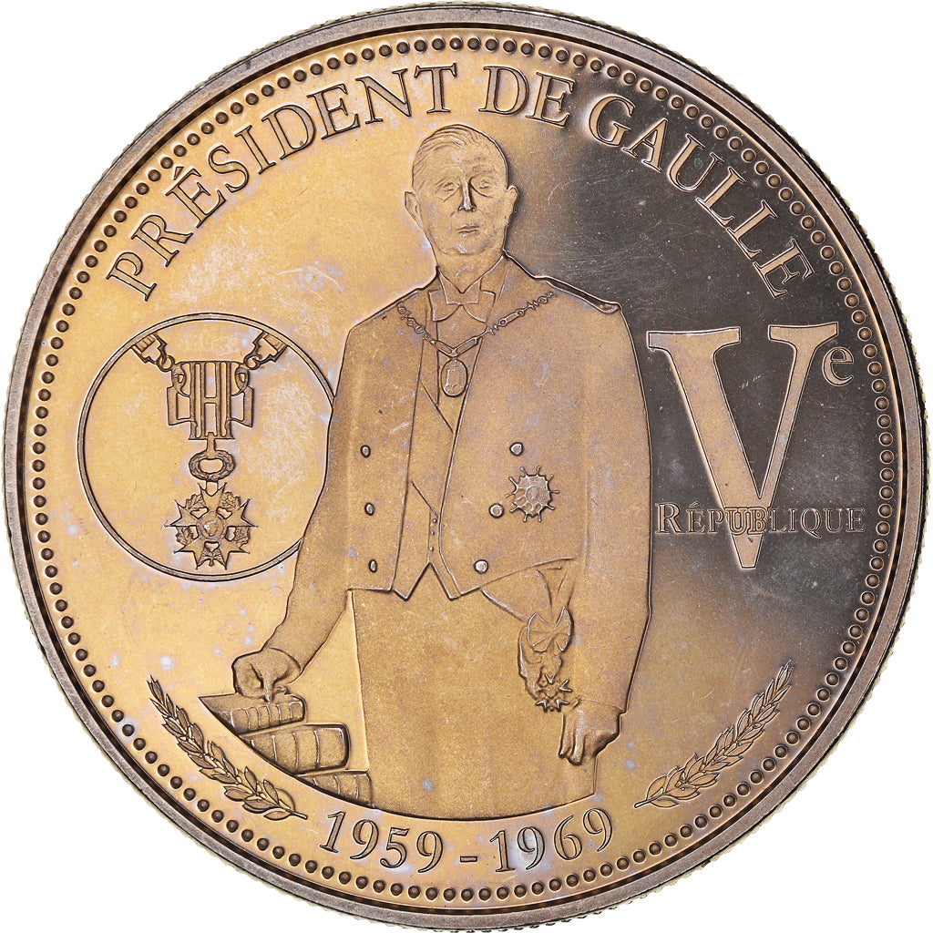 Frankrijk, Medaille, Vème République, Président De Gaulle, ZF+, Cupro-nikkel