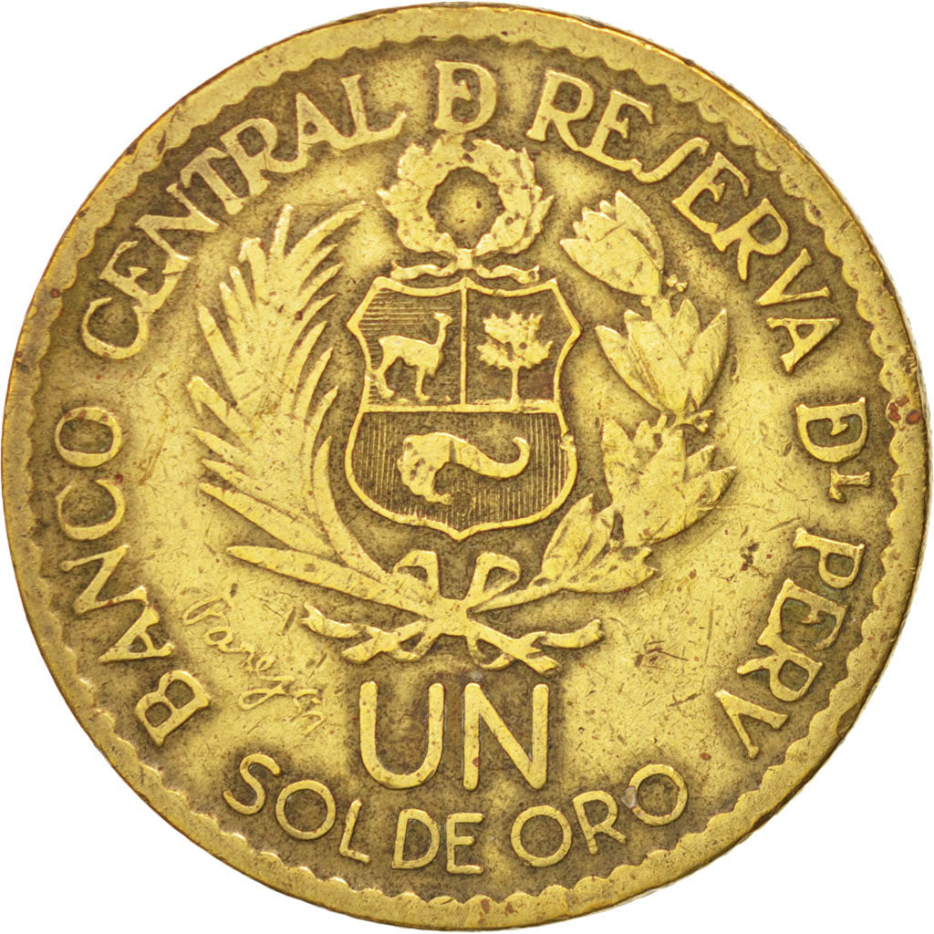PERU, Sol, 1965, Lima, KM #240, VF(30-35), Brass, 28