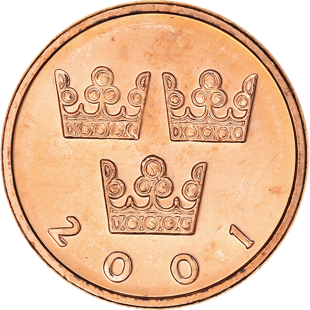 Coin, Sweden, Carl XVI Gustaf, 50 Öre, 2001, MS(64), Bronze, KM:878