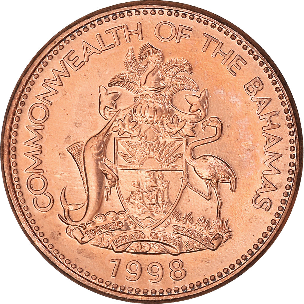 Coin, Bahamas, Elizabeth II, Cent, 1998, MS(63), Copper Plated Zinc, KM:59a