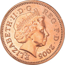 Moneda, Gran Bretaña, Elizabeth II, Penny, 2005, EBC+, Cobre chapado en acero