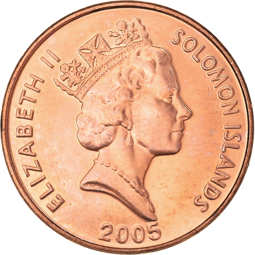 Coin, Solomon Islands, Elizabeth II, 2 Cents, 2005, MS(60-62), Bronze Plated
