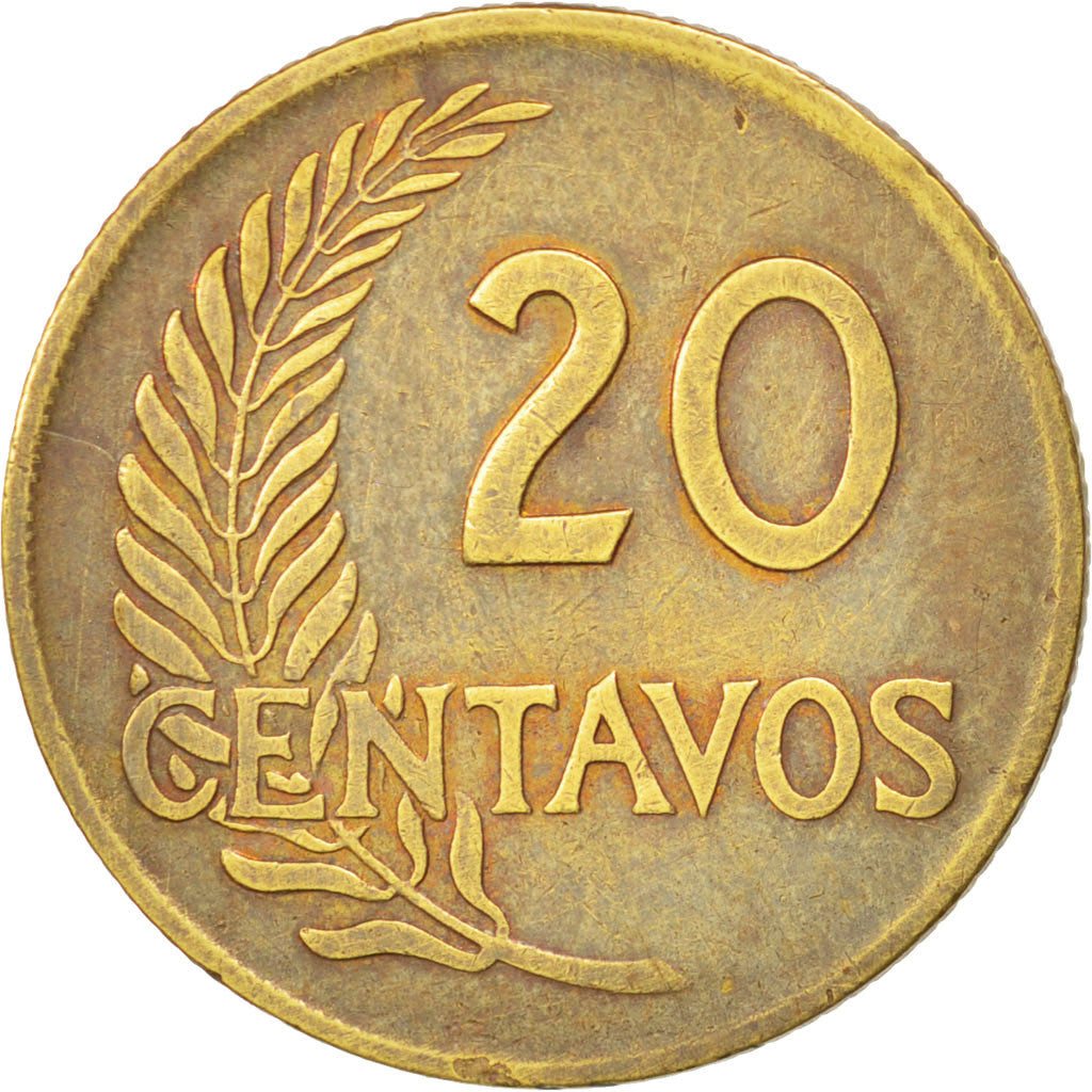 Perù, 20 Centavos, 1958, BB+, Ottone, KM:221.2b