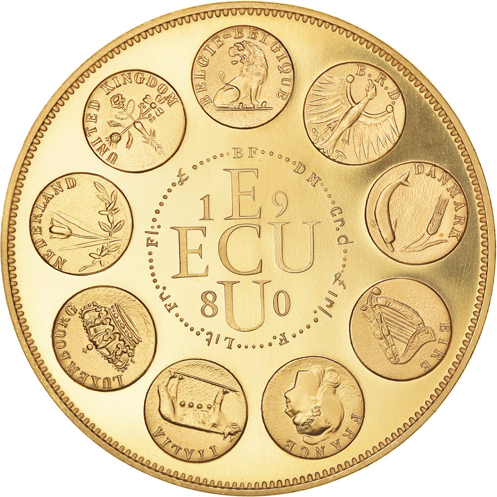 França, medalha, Ecu Europa, Europe Assise, 1980, Rodier, MS(65-70), Dourado