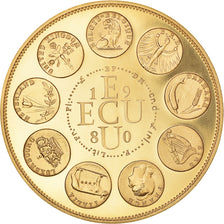França, medalha, Ecu Europa, Europe Assise, 1980, Rodier, MS(65-70), Dourado