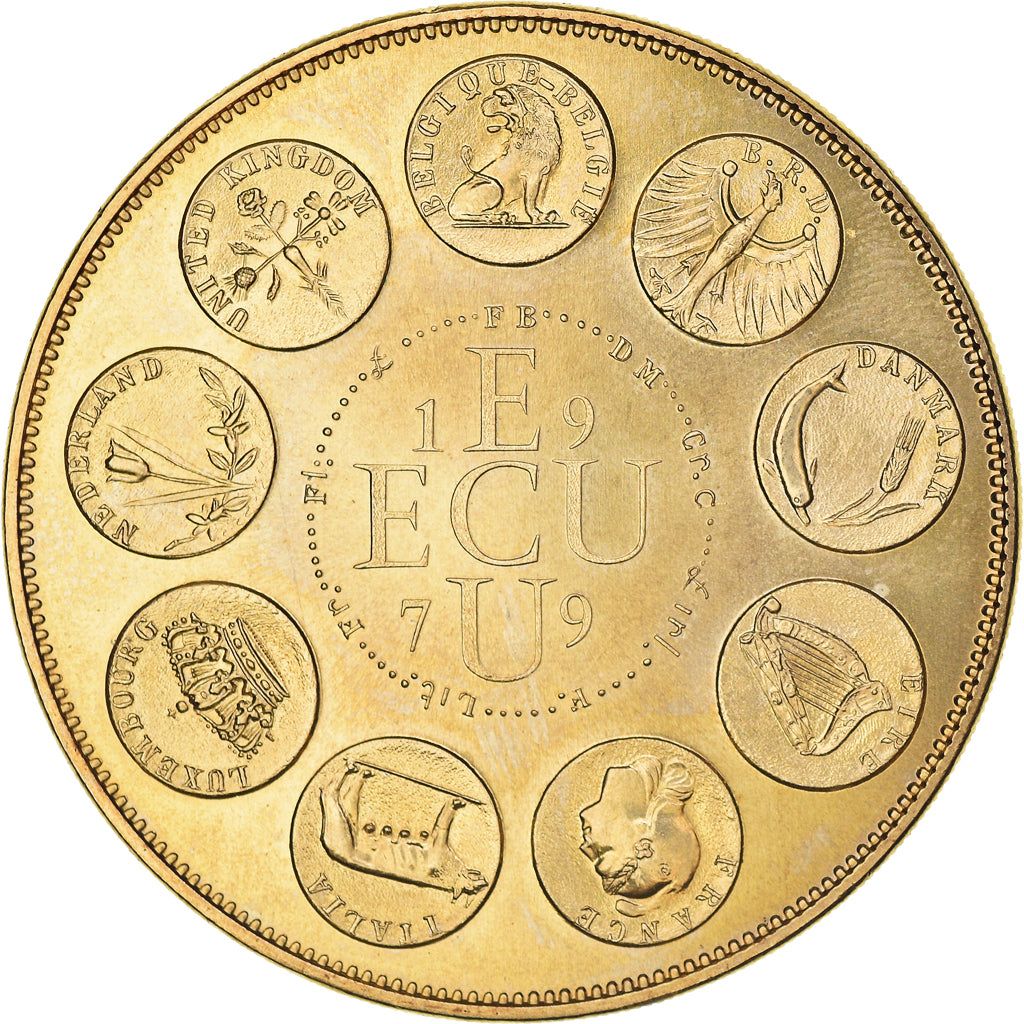 France, Medal, Ecu Europa, 1979, Rodier, MS(64), Gilt Bronze