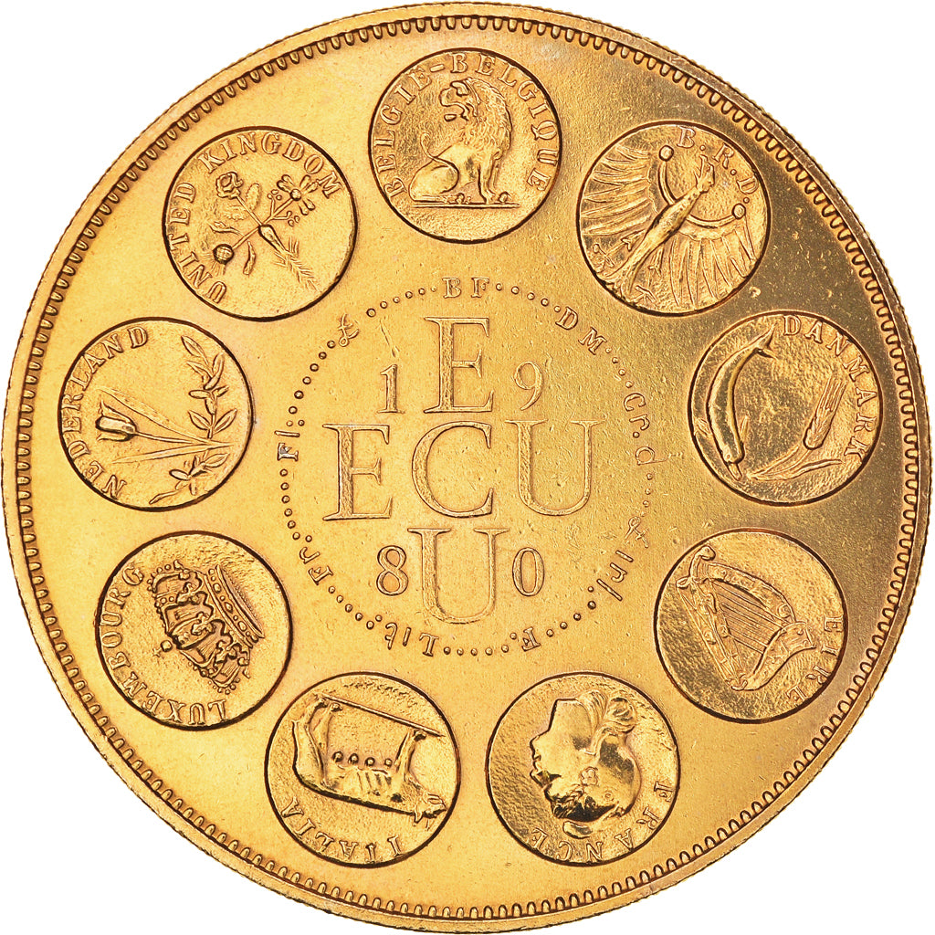 Francia, medalla, Ecu Europa, Europe Assise, 1980, Rodier, MBC+, Bronce dorado