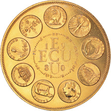 Francia, medalla, Ecu Europa, Europe Assise, 1980, Rodier, MBC+, Bronce dorado