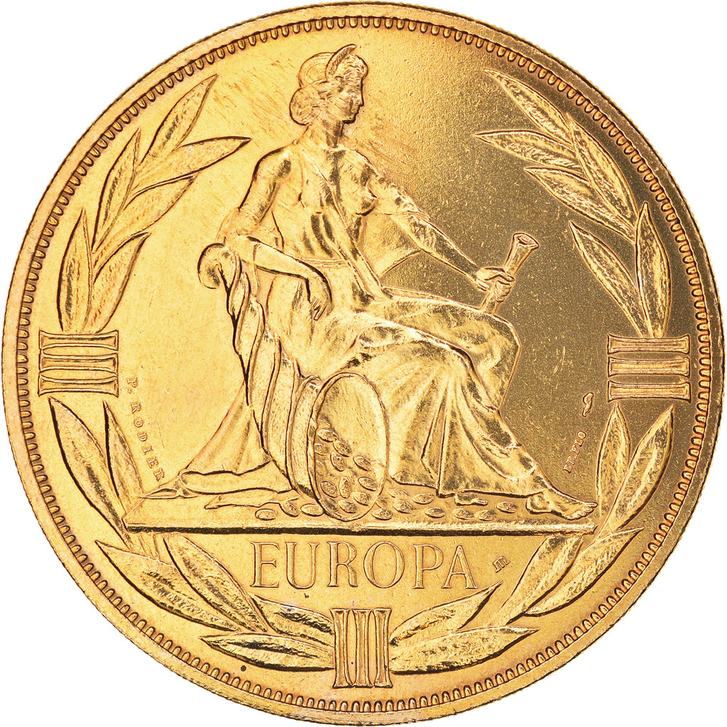 Francia, medalla, Ecu Europa, Europe Assise, 1980, Rodier, MBC+, Bronce dorado