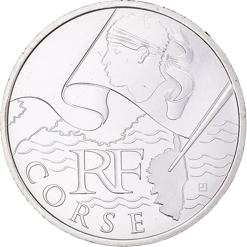 Francja, 10 Euro, Corse, 2010, Paris, MS(63), Srebro, Gadoury:EU399, KM:1658