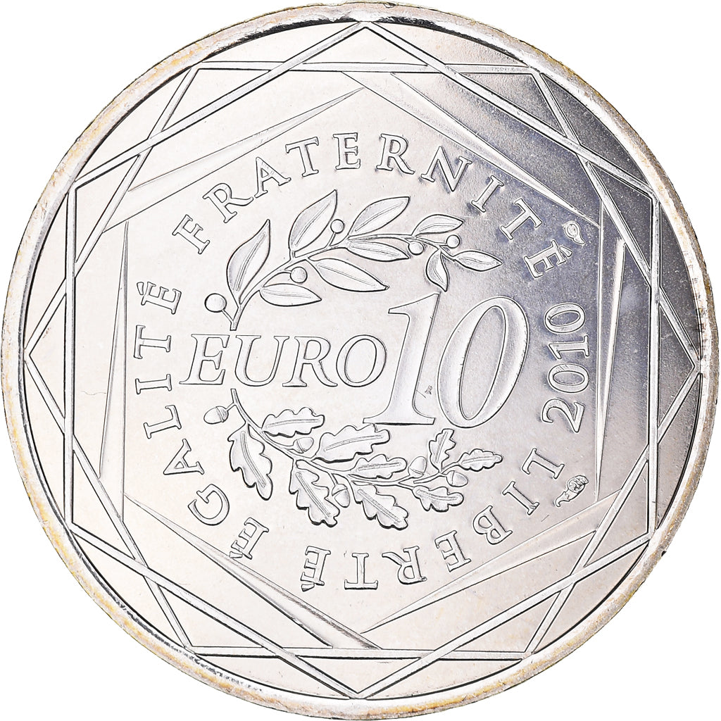 France, 10 Euro, Aquitaine, 2010, Paris, MS(64), Silver, KM:1645