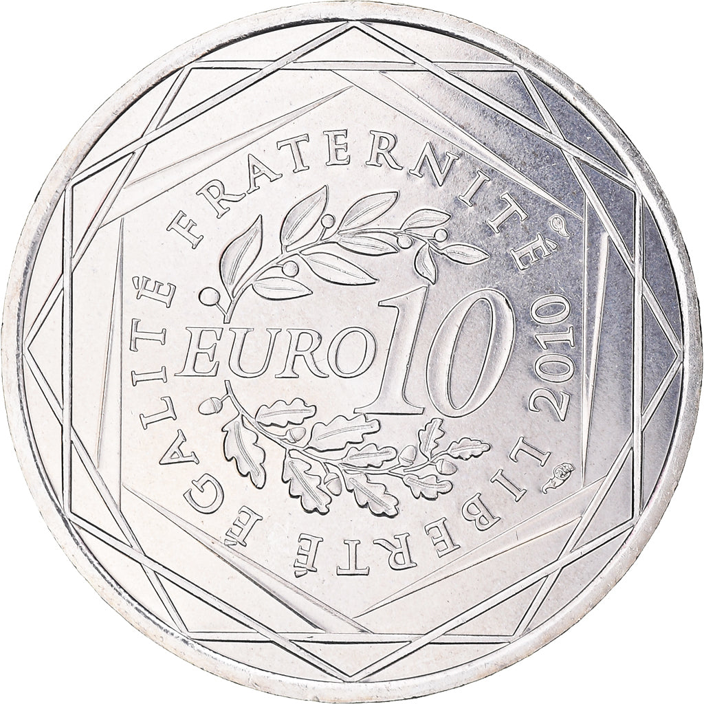 France, 10 Euro, Centre, 2010, Paris, MS(63), Silver, KM:1650