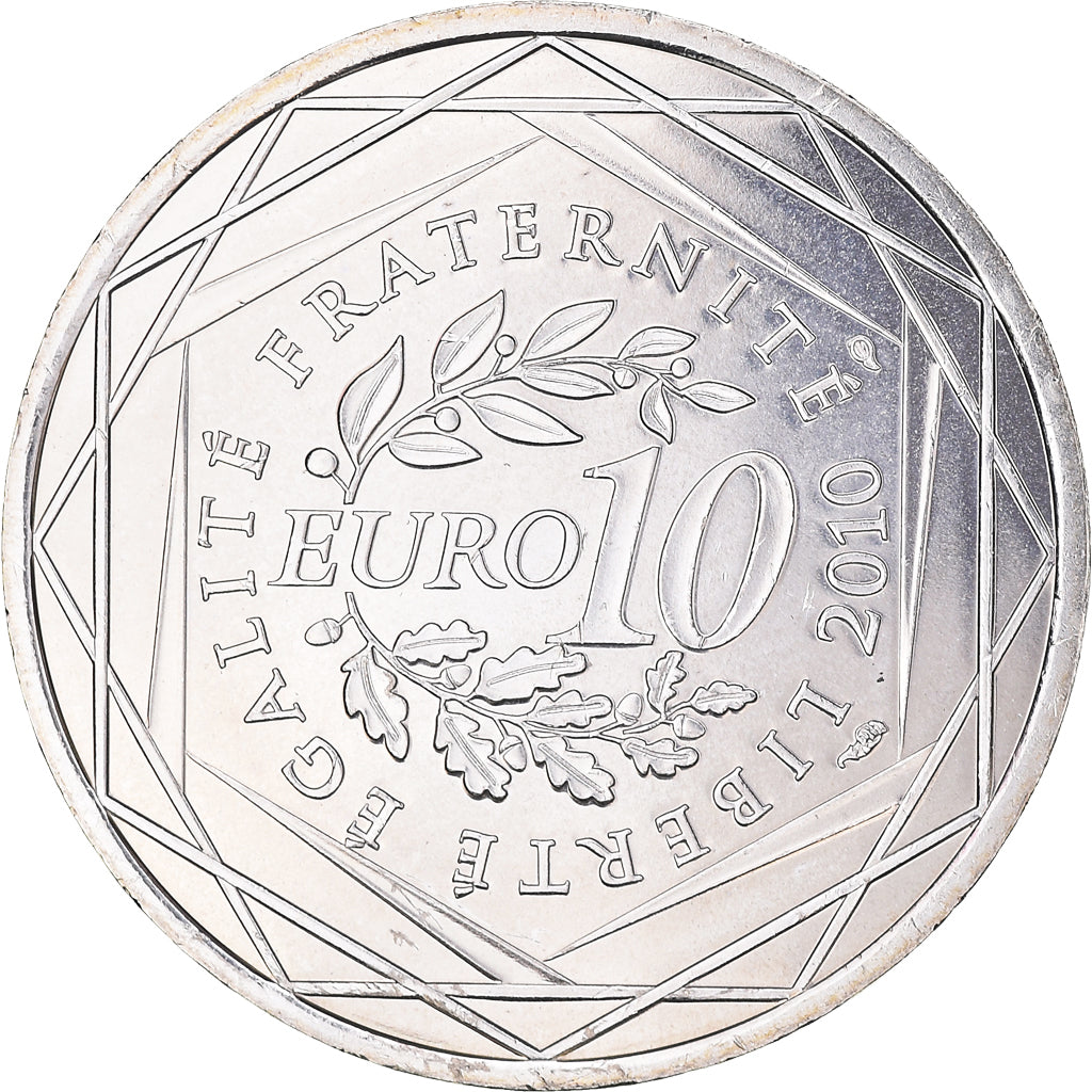 France, 10 Euro, Rhone-Alpes, 2010, Paris, MS(60-62), Silver, KM:1670