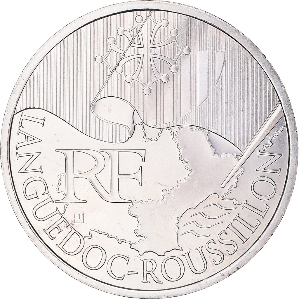 France, 10 Euro, Languedoc-Rousillon, 2010, Paris, MS(63), Silver, KM:1659