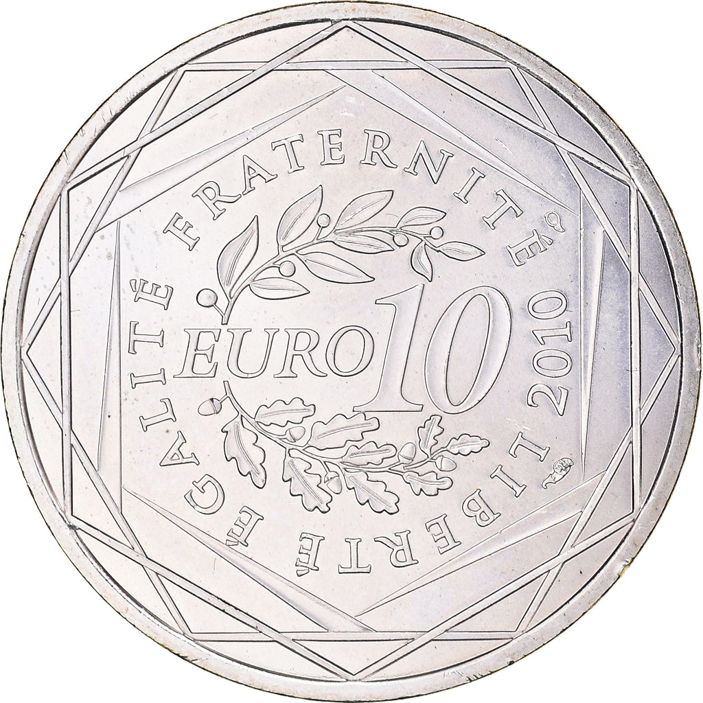 France, 10 Euro, Languedoc-Rousillon, 2010, Paris, MS(63), Silver, KM:1659