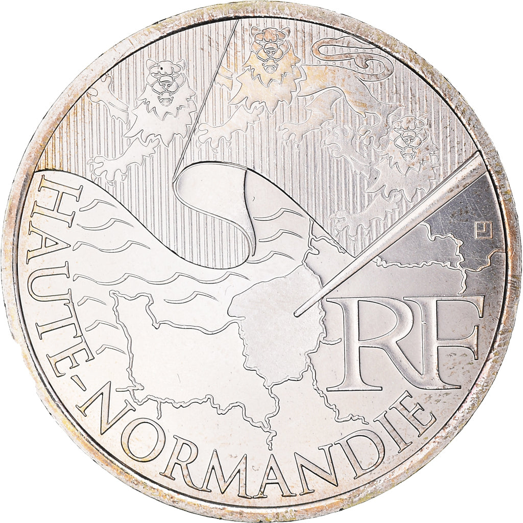 France, 10 Euro, Haute Normandie, 2010, Paris, MS(64), Silver, KM:1656