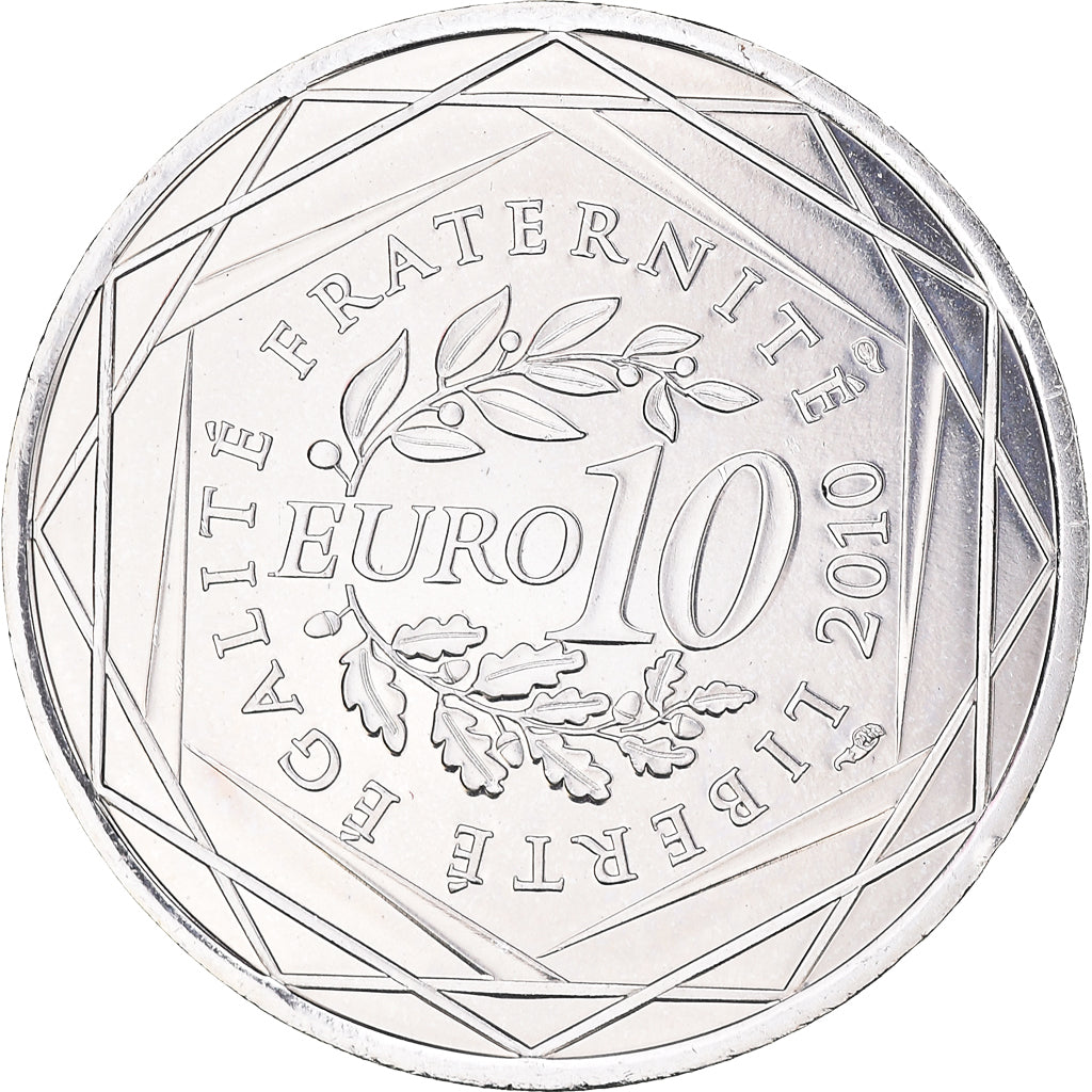 France, 10 Euro, Haute Normandie, 2010, Paris, MS(64), Silver, KM:1656