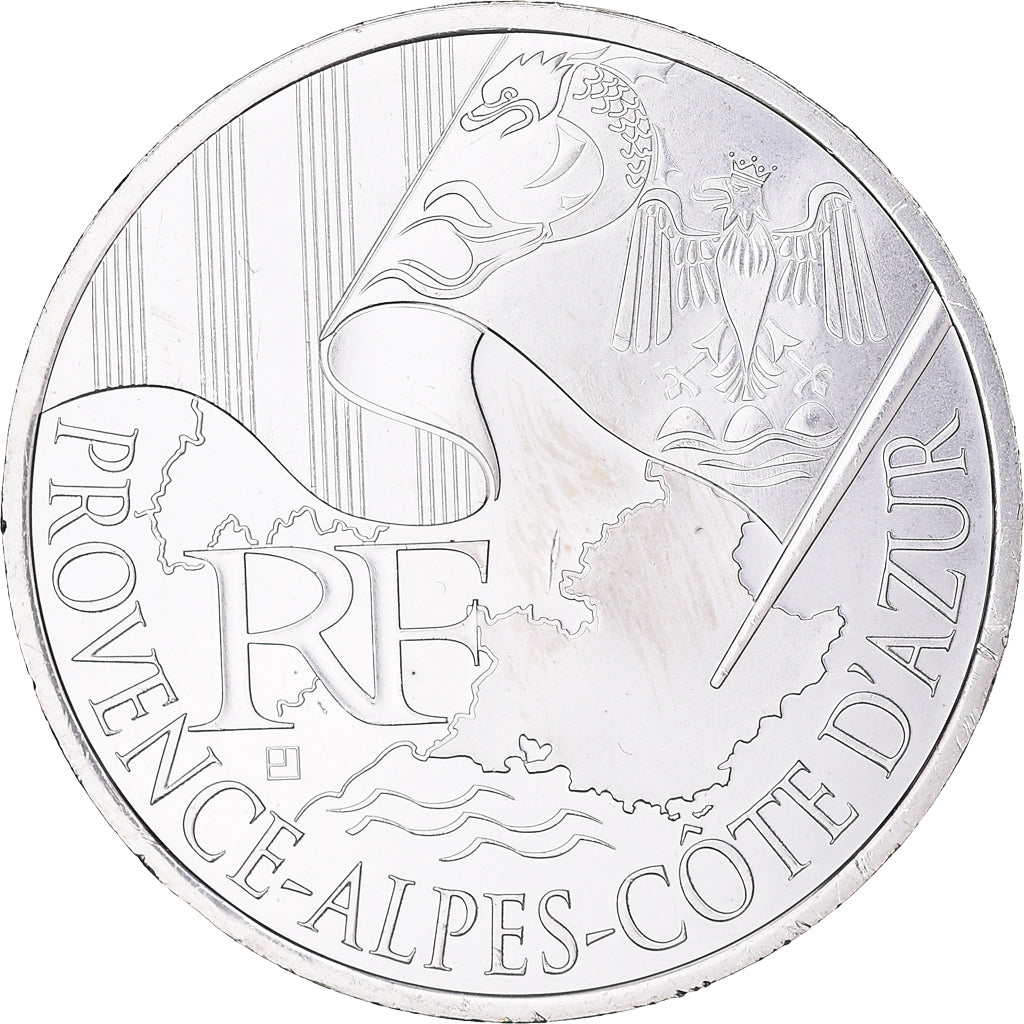 France, 10 Euro, Provence-Alpes-Cote d'Azur, 2010, Paris, SUP+, Argent, KM:1668
