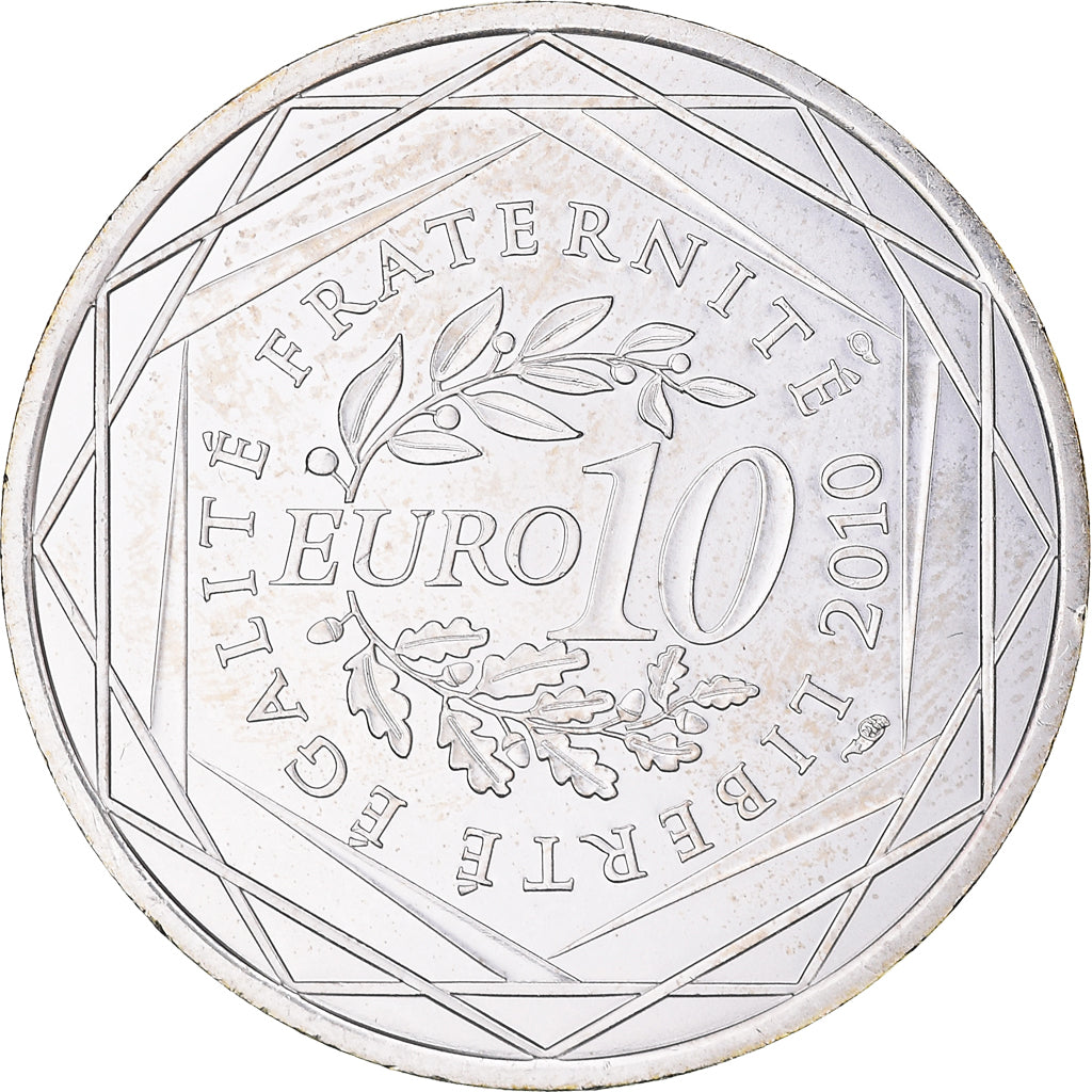 France, 10 Euro, Provence-Alpes-Cote d'Azur, 2010, Paris, SUP+, Argent, KM:1668