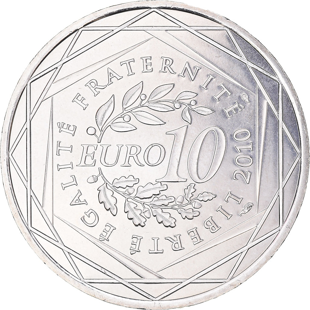 France, 10 Euro, Auvergne, 2010, Paris, MS(63), Silver, KM:1646