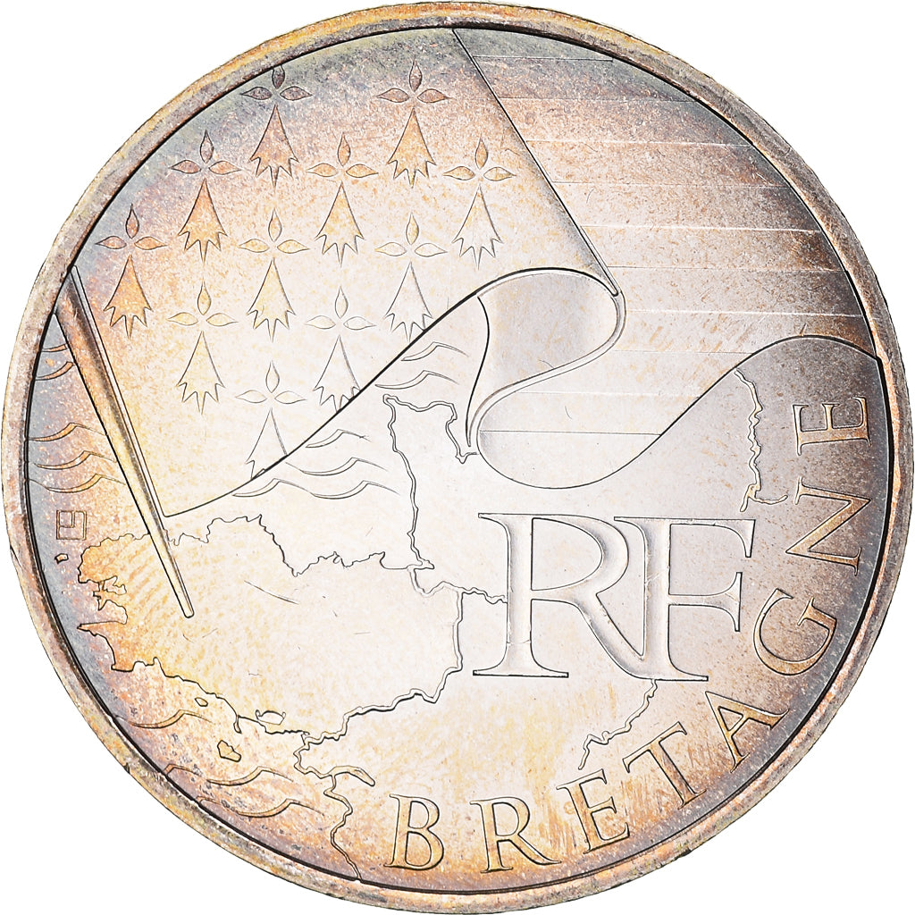 France, 10 Euro, Bretagne, 2010, Paris, MS(63), Silver, KM:1648