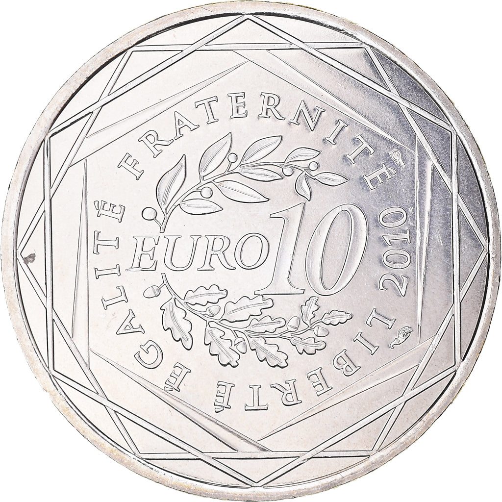 France, 10 Euro, Bourgogne, 2010, Paris, MS(64), Silver, KM:1649