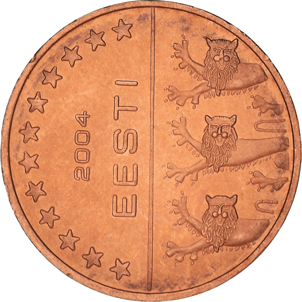 Estonia, 5 Euro Cent, 2004, unofficial private coin, EF(40-45), Copper Plated